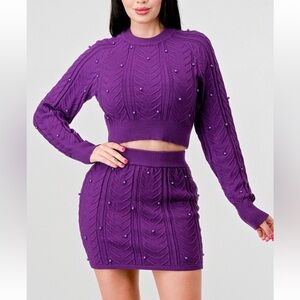 #274 deep purple and pearls skirt set